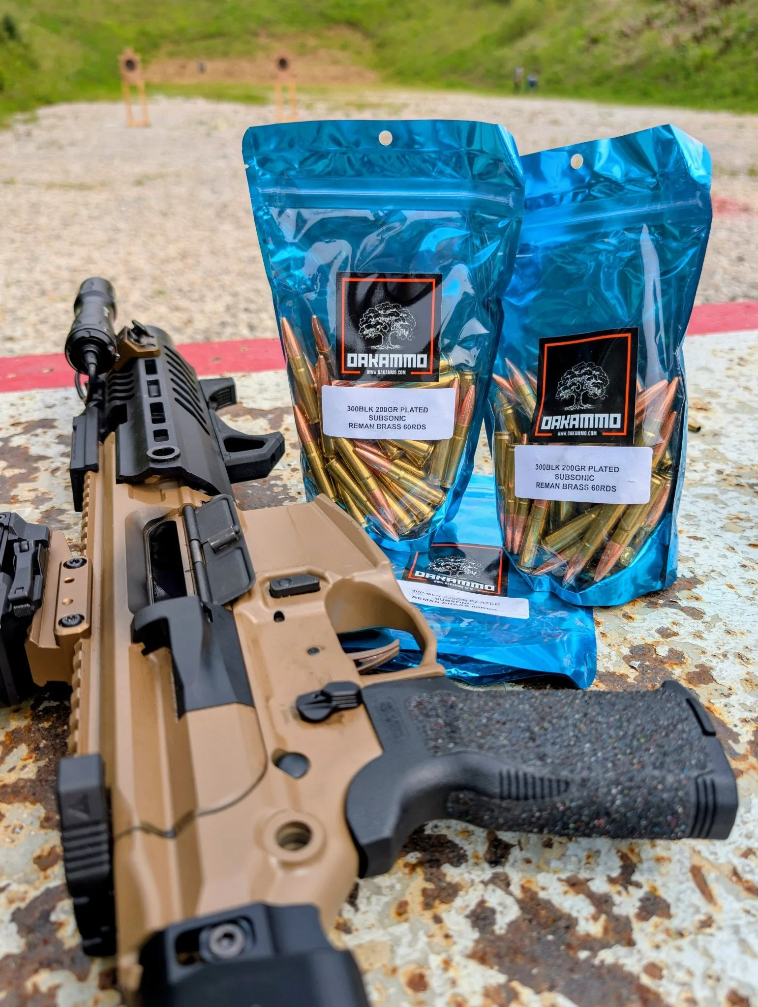 Rifle and ammunition arranged for a hands-on review