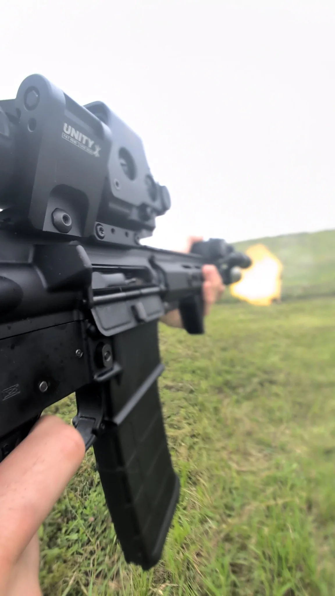 Rifle firing during an outdoor range demonstration